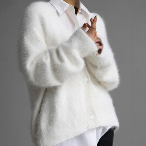 Flauschige Strickjacke für Damen