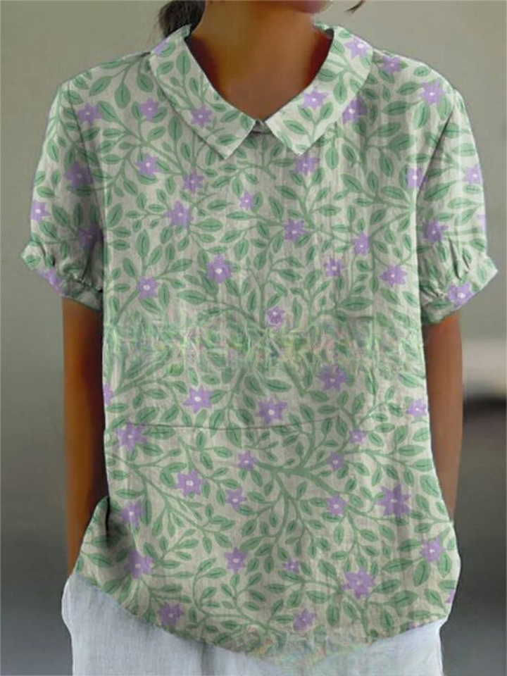 Damen Sommer Blumendruck Hemd