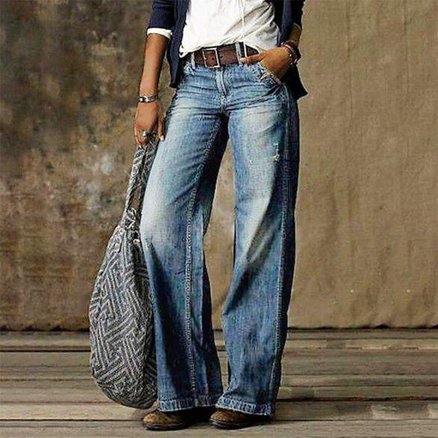 Damen Vintage Baggy Jeans Hose