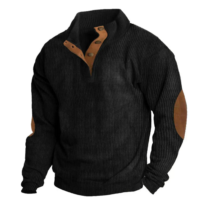 GERIPPTER KNOPF-HERRENPULLOVER