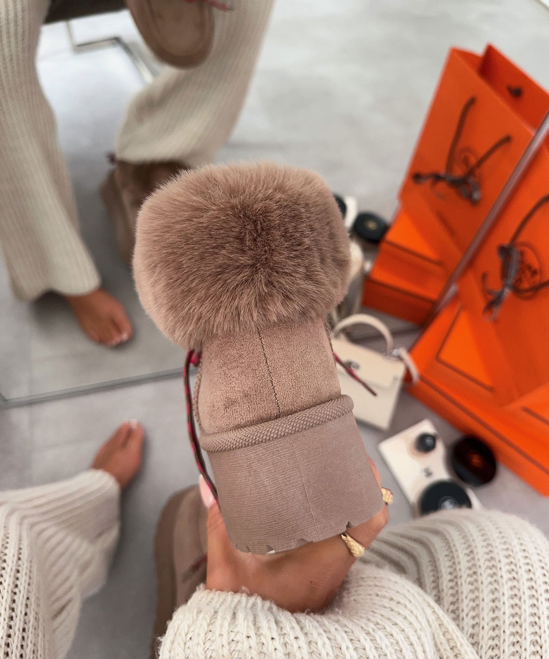 Gefütterte Schneeschuhe Randa Beige