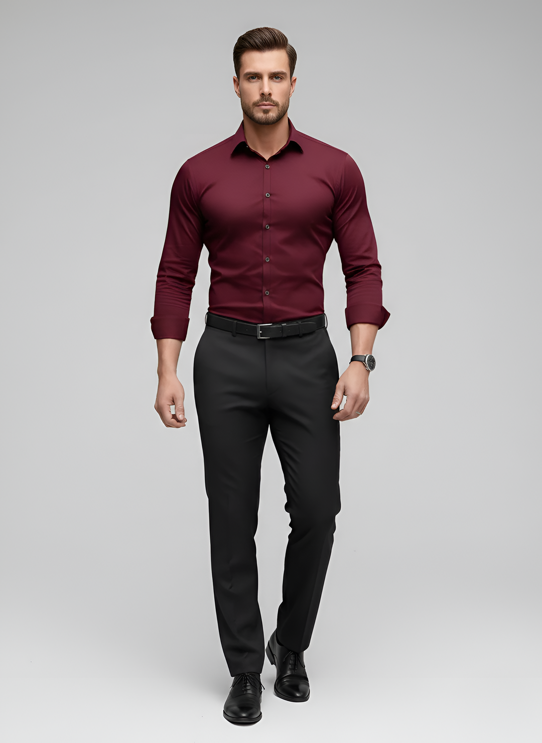 Nico – Men’s Wrinkle Free Button Up Shirt Slim Fit Long Sleeve - Image 6
