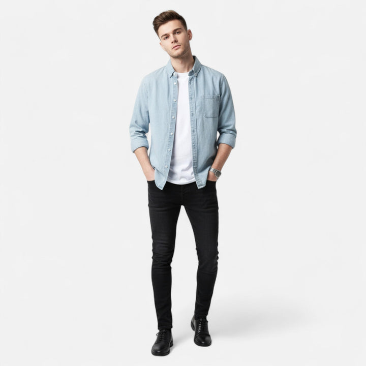 Markus – Casual Cotton Denim Long-Sleeve Shirt for Men - Image 4