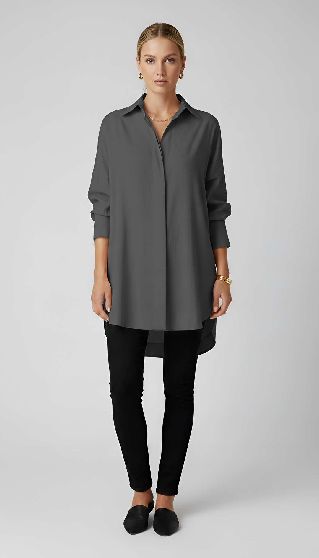 Lisa – Elegant oversized cotton shirt with classic collar for Women - Image 6