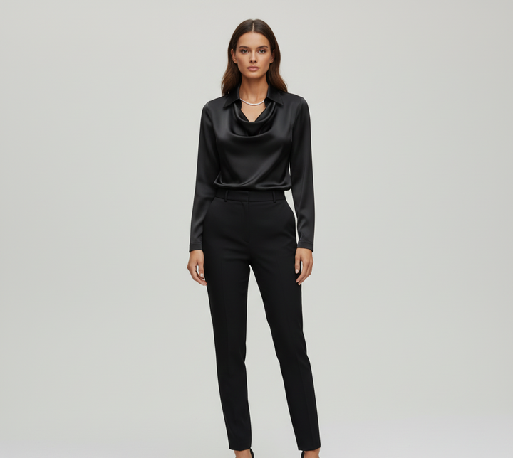 Sarah – Elegant satin blouse with soft collar for Women - Image 10