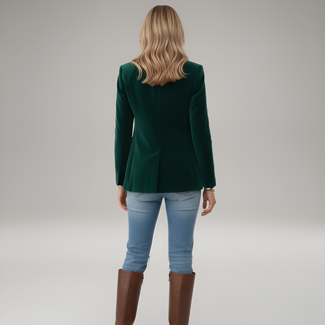Sienna – Elegant One-Button Velvet Blazer for Women - Image 3