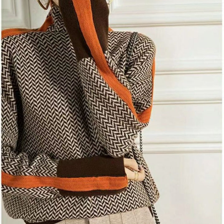 Geometrisch gestrickter Rollkragenpullover - Lozenda
