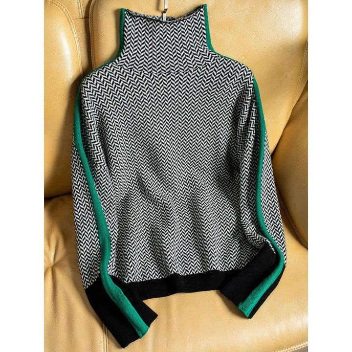 Geometrisch gestrickter Rollkragenpullover - Lozenda