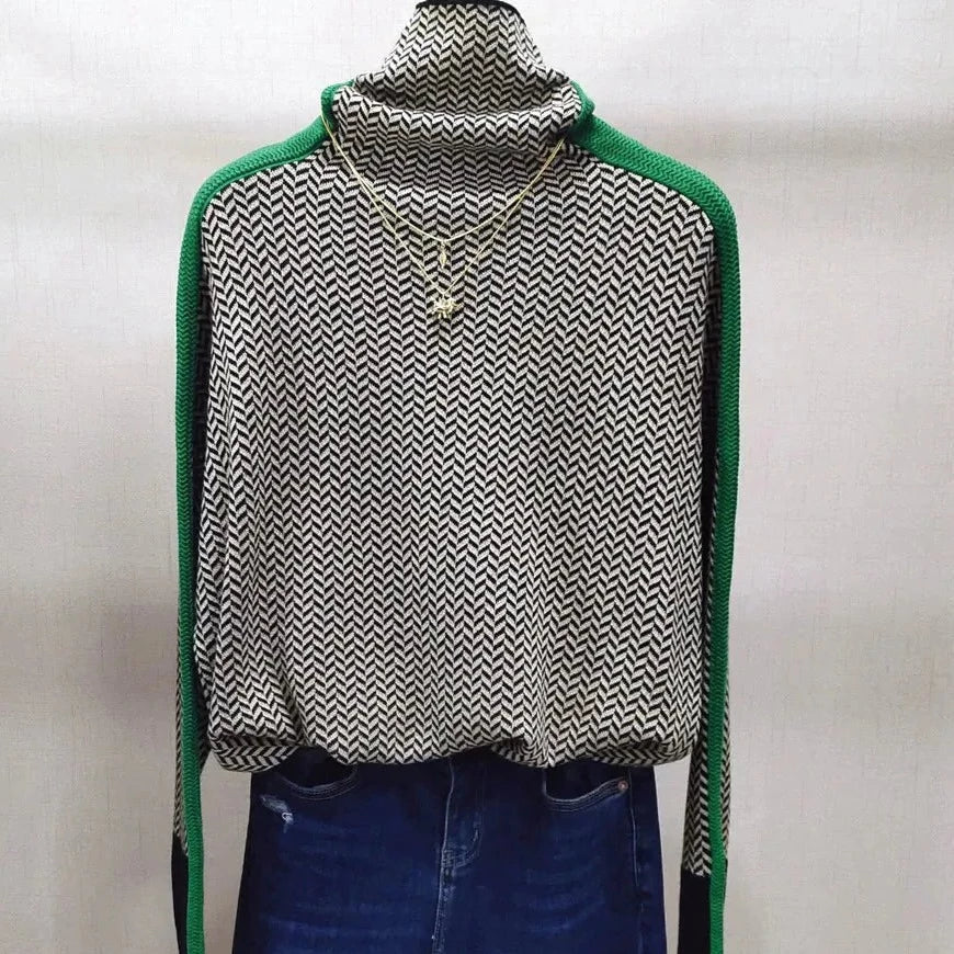 Geometrisch gestrickter Rollkragenpullover - Lozenda