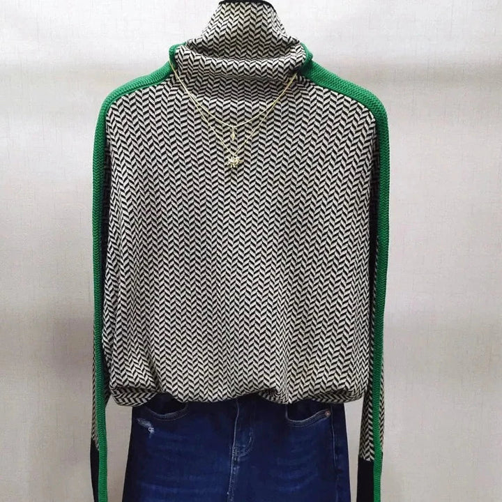 Geometrisch gestrickter Rollkragenpullover - Lozenda