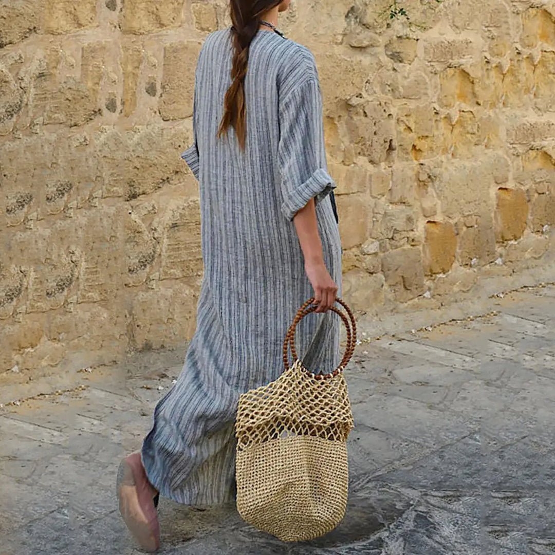 Gestreiftes Maxikleid im Vintage-Look
