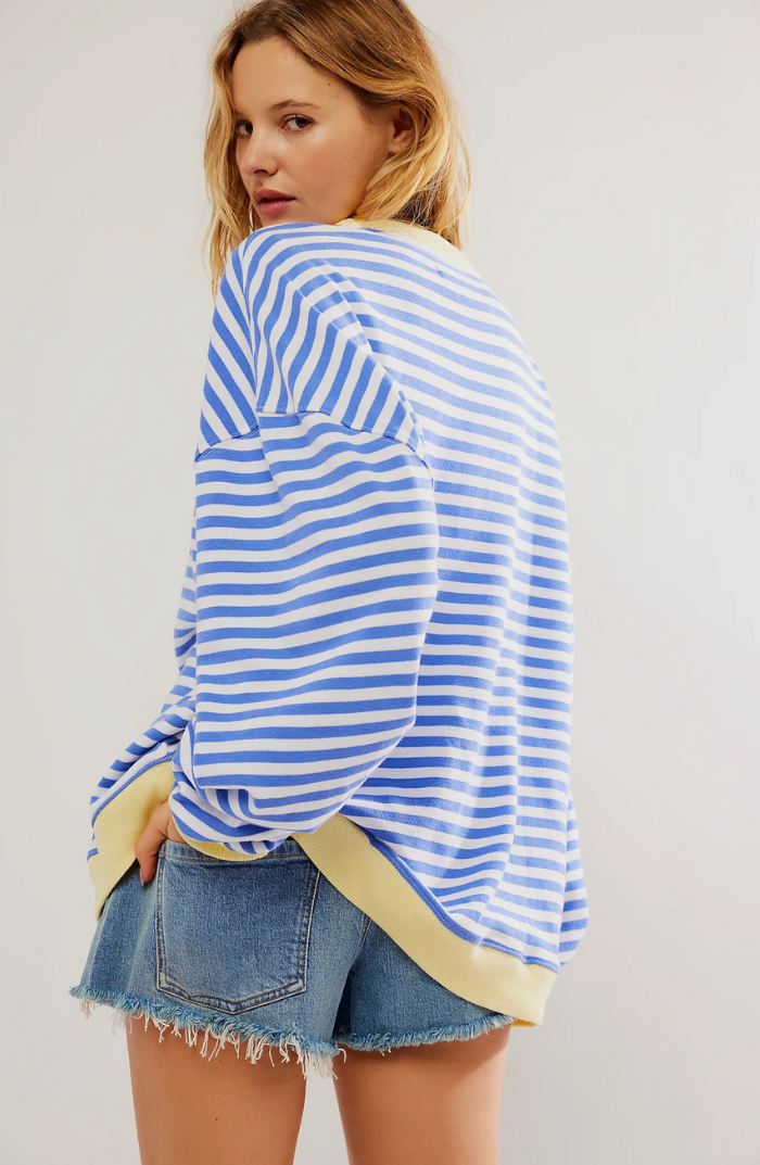 Gestreiftes Sweatshirt Damen | Lockere Passform & Kontrastbündchen