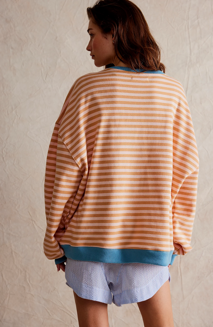 Gestreiftes Sweatshirt Damen | Lockere Passform & Kontrastbündchen