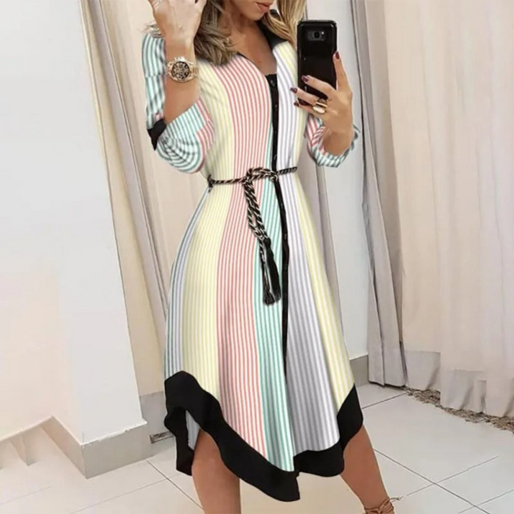 Blusenkleid Damen Print Langarm