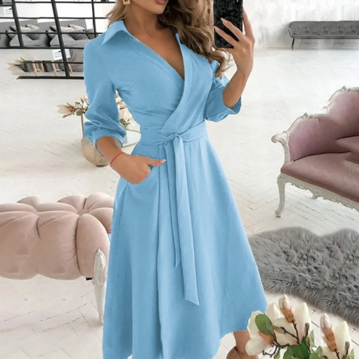 Blusenkleid Damen Print Langarm