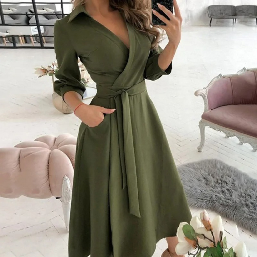 Blusenkleid Damen Print Langarm