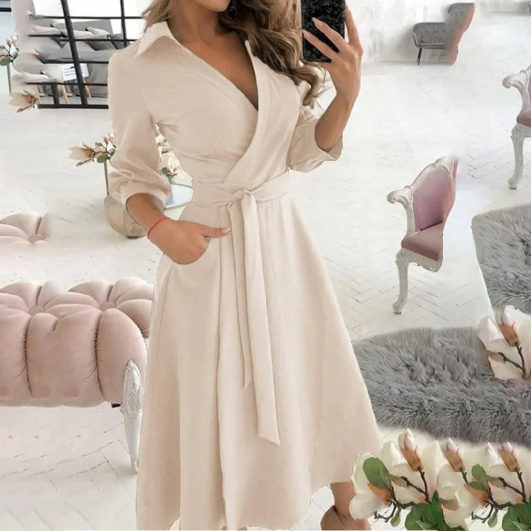 Blusenkleid Damen Print Langarm