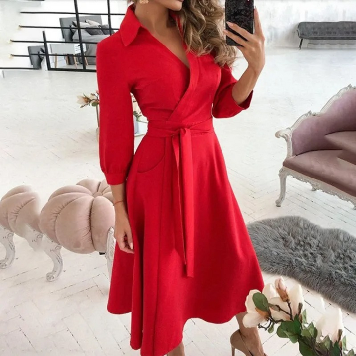 Blusenkleid Damen Print Langarm