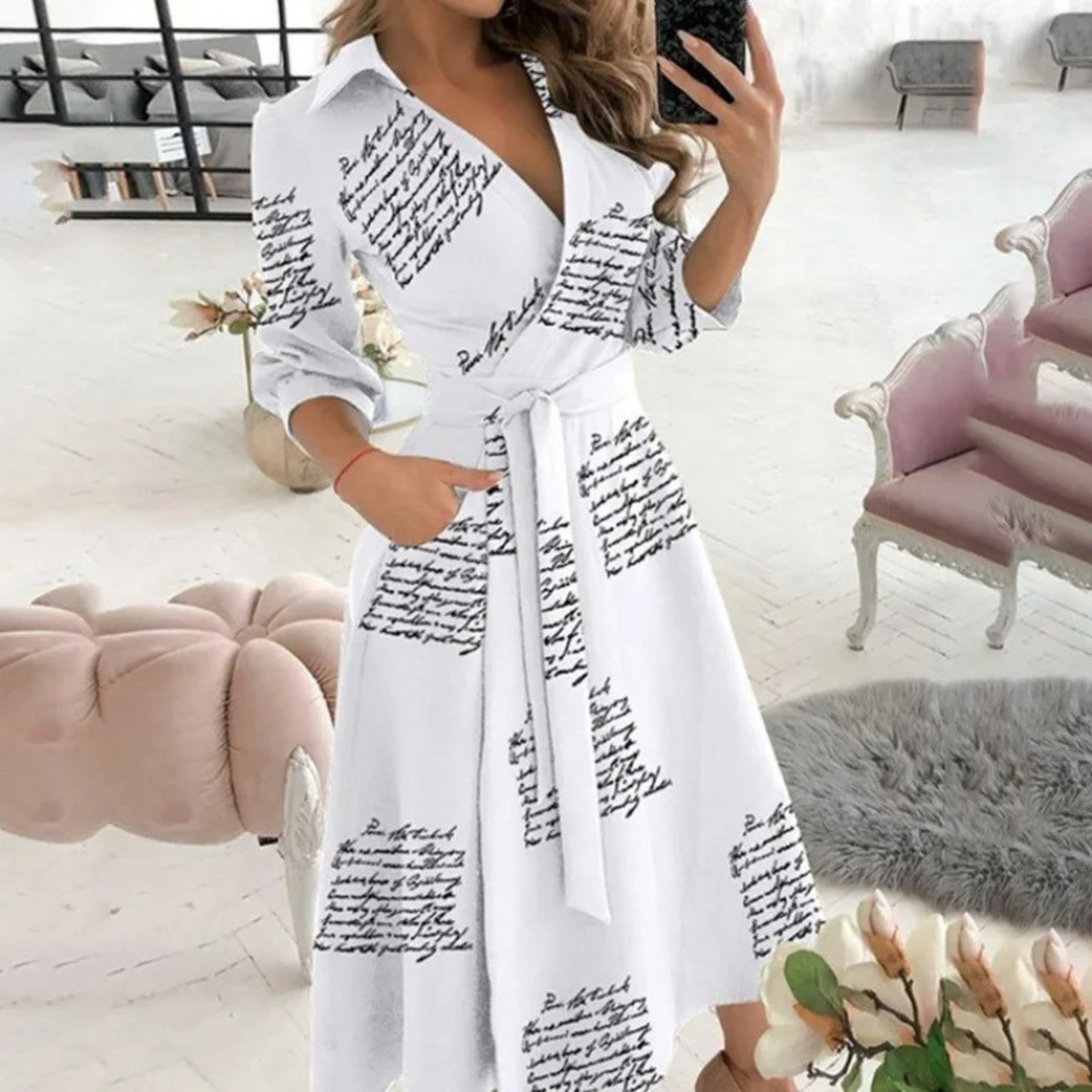 Blusenkleid Damen Print Langarm