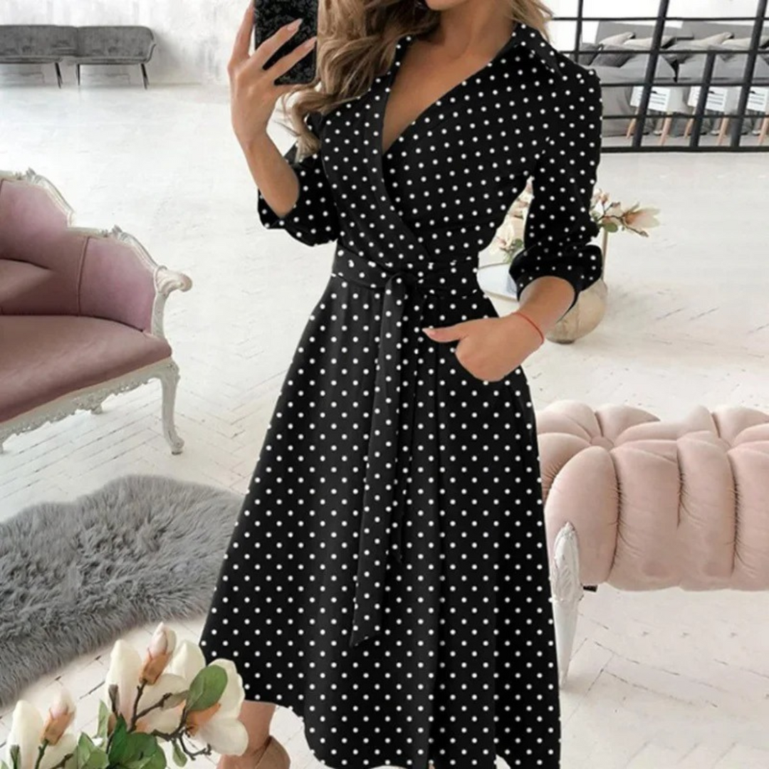 Blusenkleid Damen Print Langarm