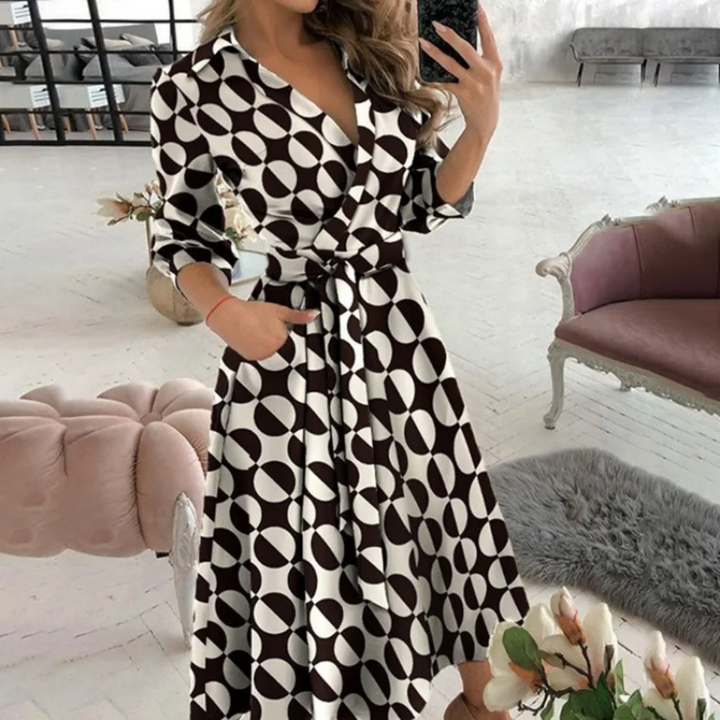 Blusenkleid Damen Print Langarm