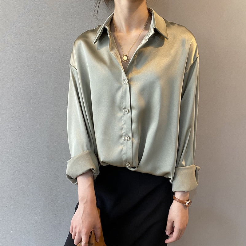 Damen Vintage Seidenbluse klassisch