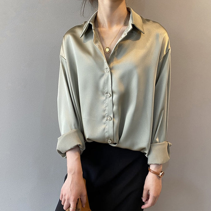 Damen Vintage Seidenbluse klassisch