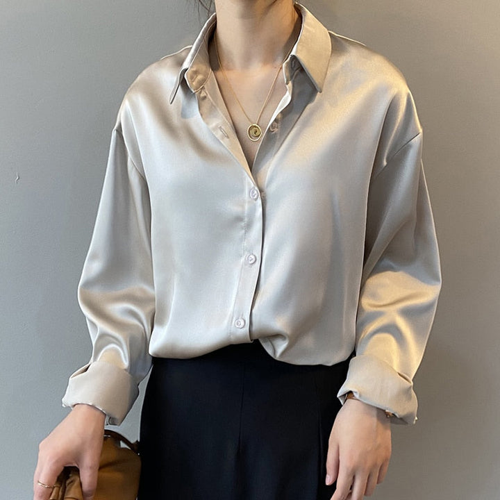 Damen Vintage Seidenbluse klassisch