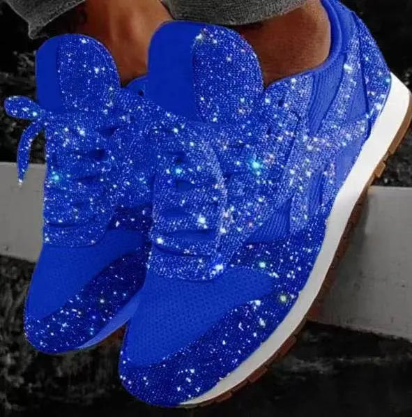 Glimmer | Elegante, Atmungsaktive Damen Glitzer Schuhe – Silber Glitzer Sneakers 1