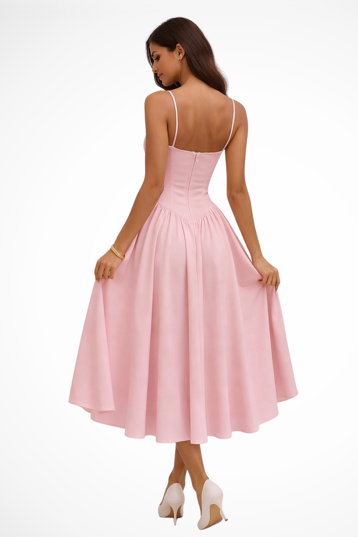 Seren | Elegantes Midi-Kleid mit Korsett-Oberteil & A-Linie