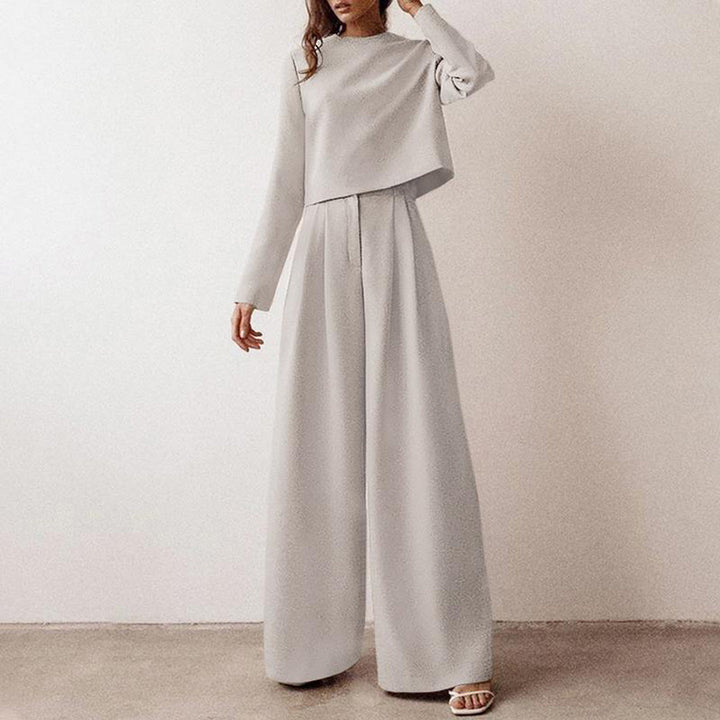 Hosen-Set Damen mit Croptop weites Bein