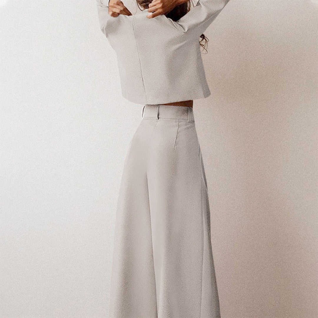 Hosen-Set Damen mit Croptop weites Bein
