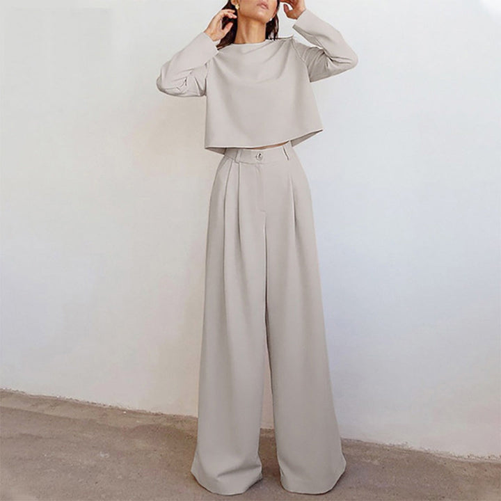 Hosen-Set Damen mit Croptop weites Bein