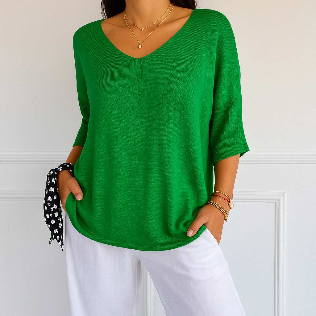 Franziska | Damen Pullover mit V-Ausschnitt und Kurzarm