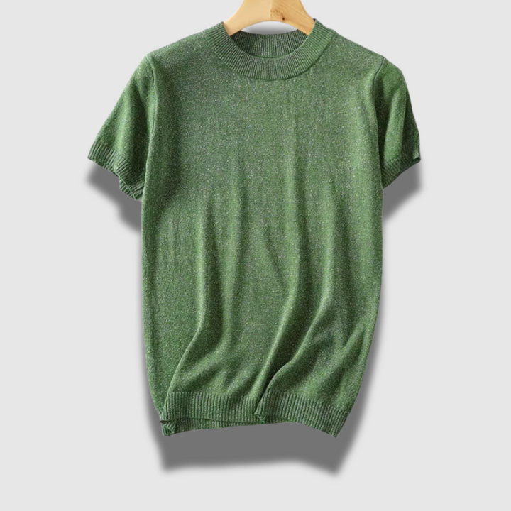 Maglione Donna Leggero Manica Corta Tessuto Lucido