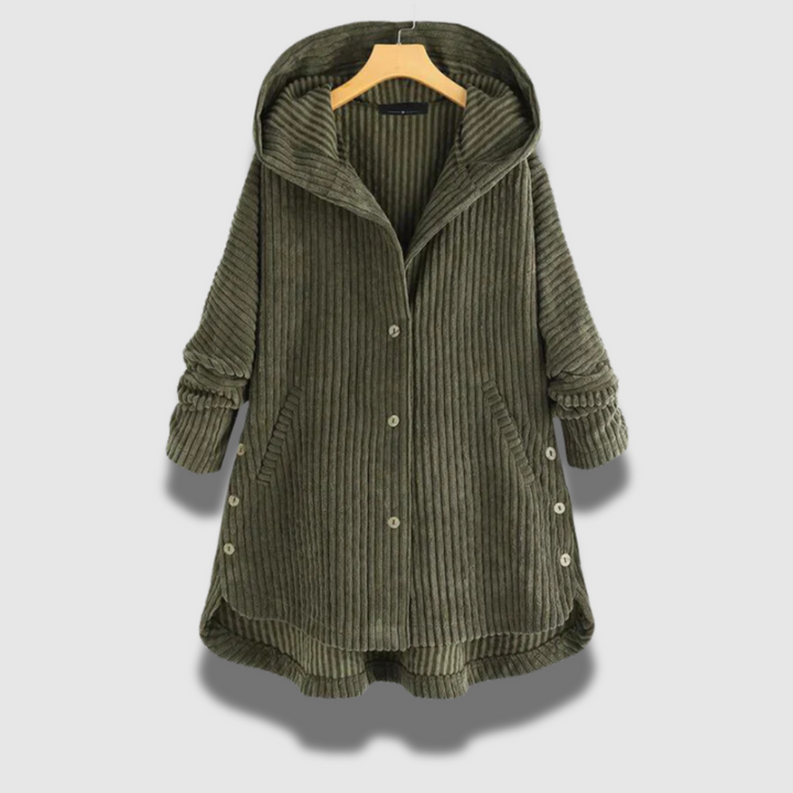 Giacca Donna in Maglia a Coste con Cappuccio Regular Fit