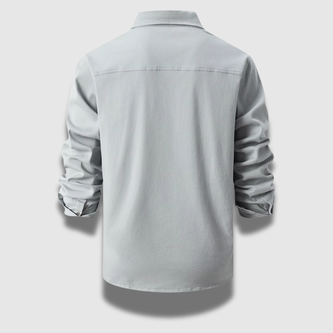 Camicia Uomo Cotone Stile Operaio Vestibilità Casual