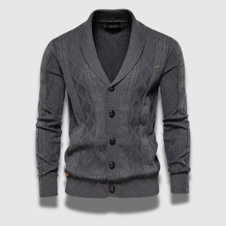 Cardigan Uomo in Maglia Motivo Geometrico Regular Fit