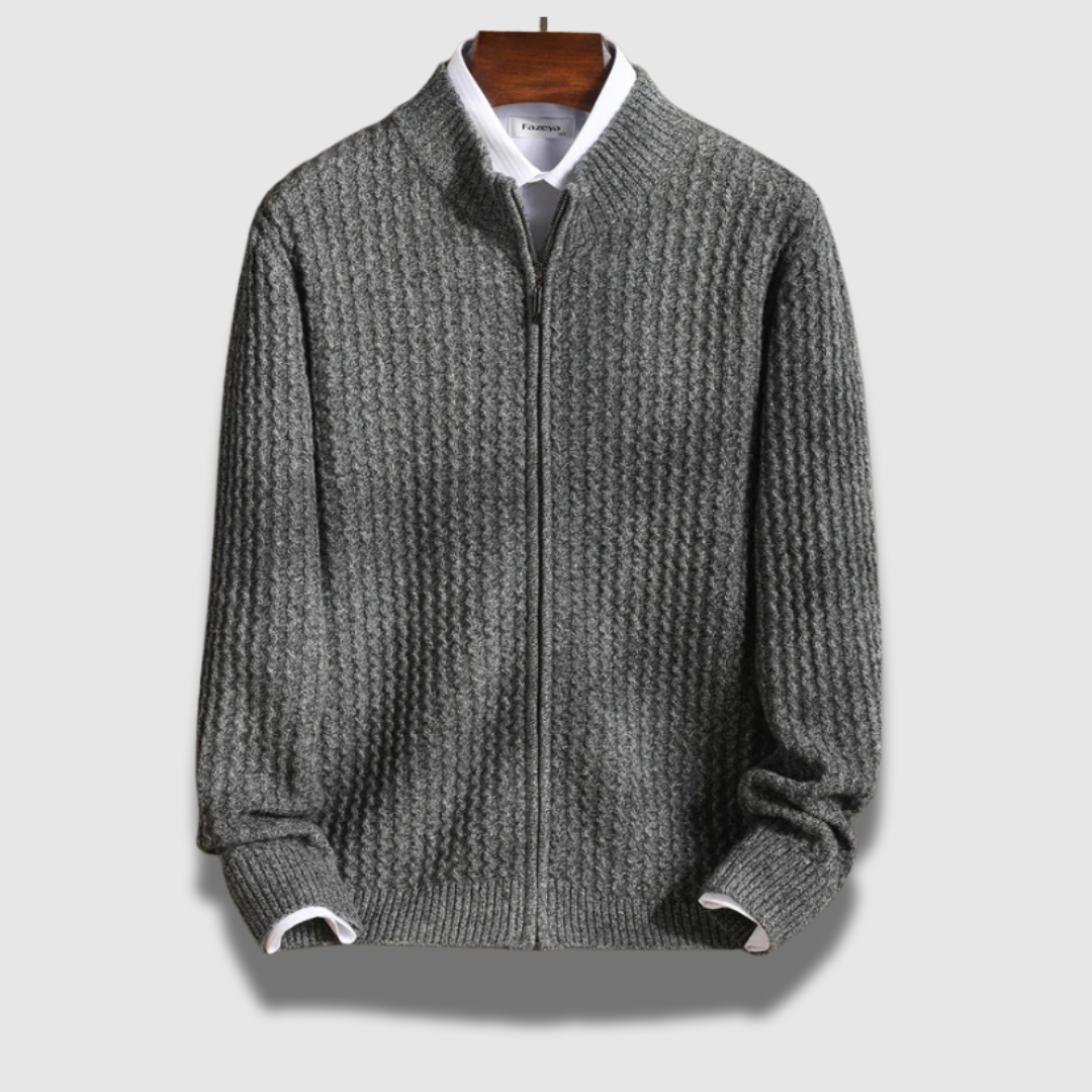 Cardigan Uomo in Lana Merino con Zip Strutturato