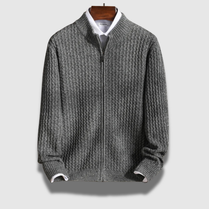 Cardigan Uomo in Lana Merino con Zip Strutturato