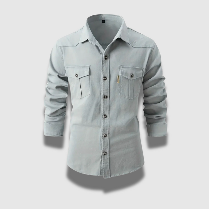 Camicia Uomo Cotone Stile Operaio Vestibilità Casual