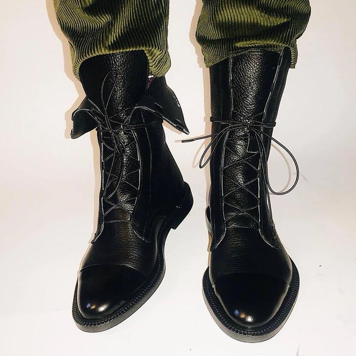 Schnürstiefeletten aus Leder für Damen