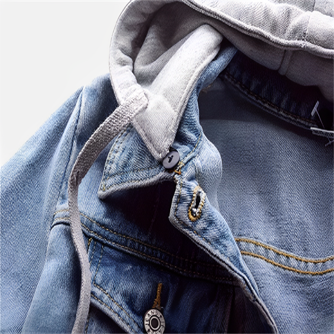 Adah - Lange Jeansjacke mit abnehmbarer Kapuze