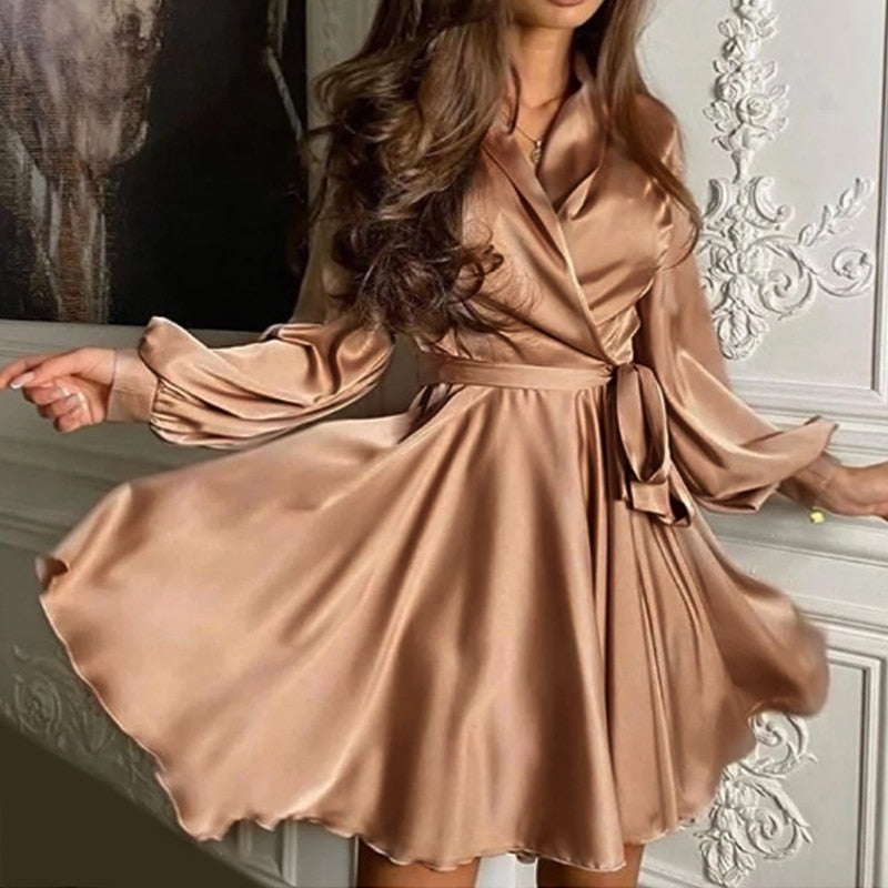 Damen Satin-Partykleid Lang