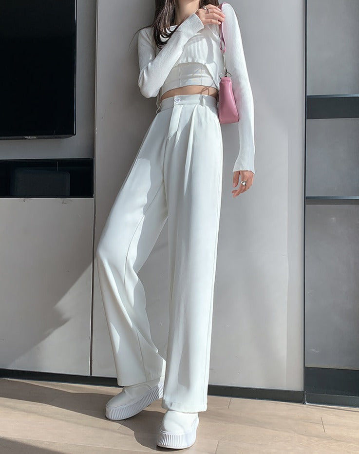 Damenhose mit hoher Taille und weitem Bein | Lockerer Schnitt