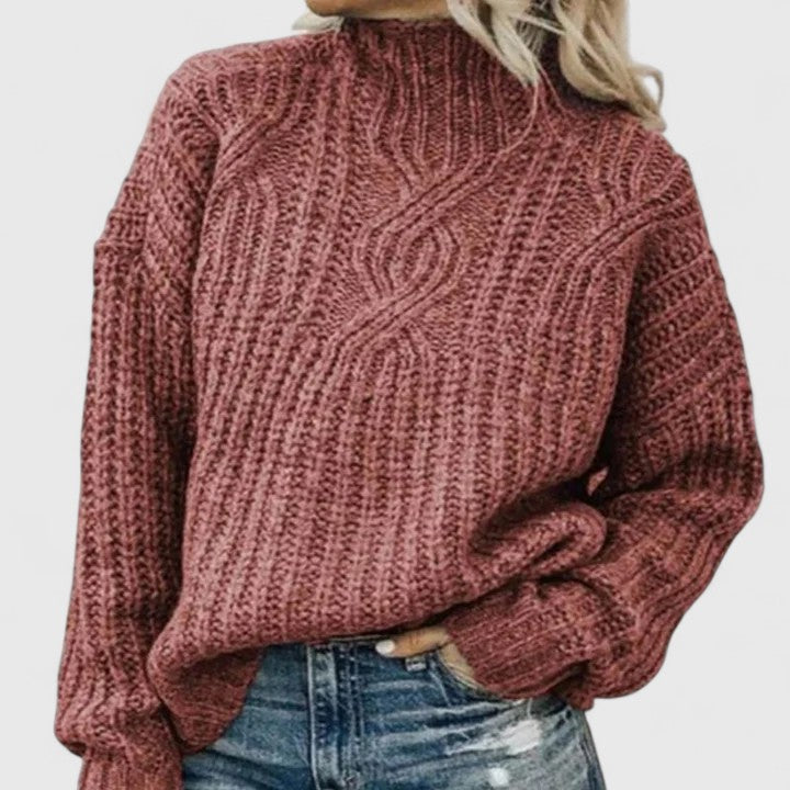 Andreas | Damen Gerippter Winterpullover mit langen Ärmeln