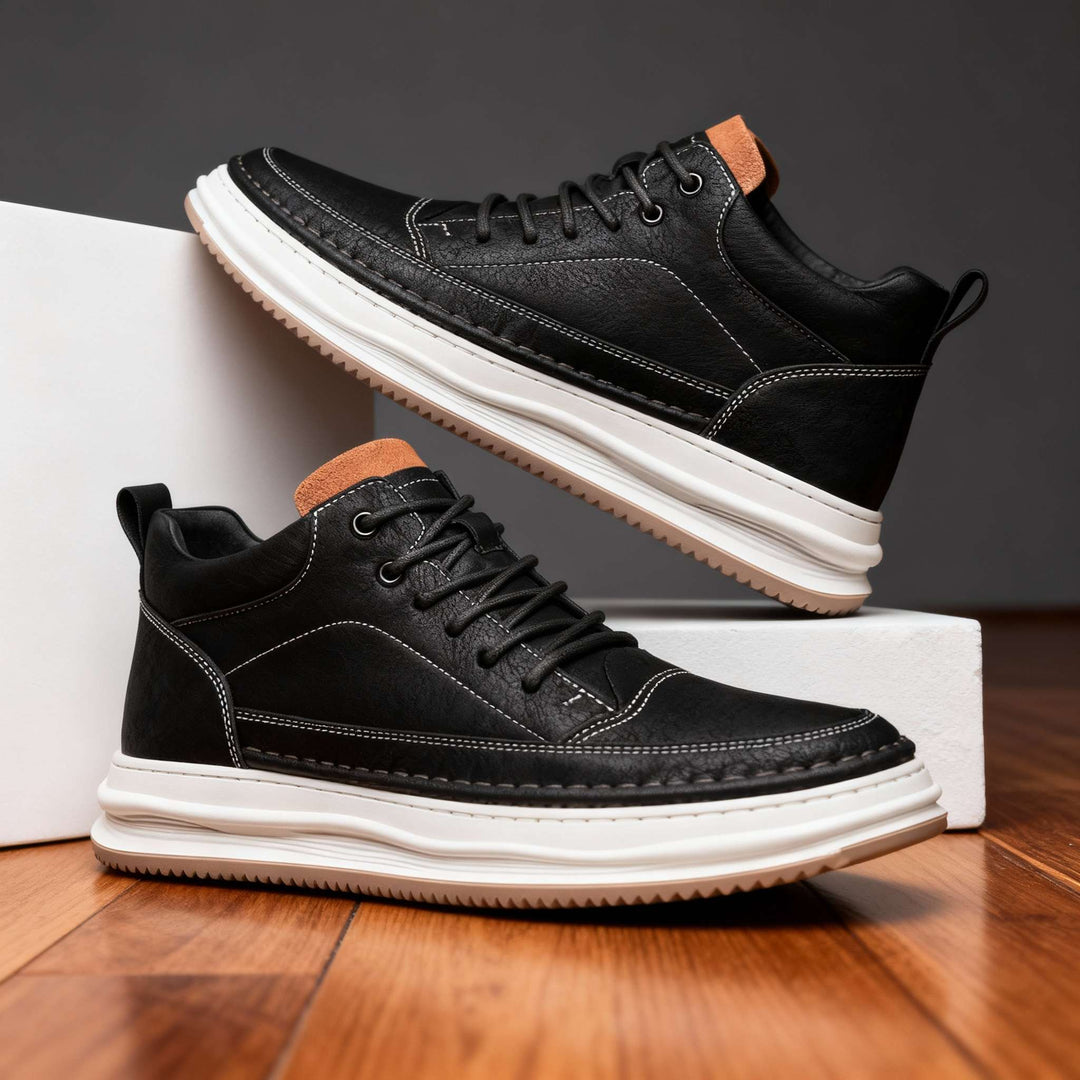 Harlow | Elegante & Bequeme Schwarze Ledersneaker Herren 4