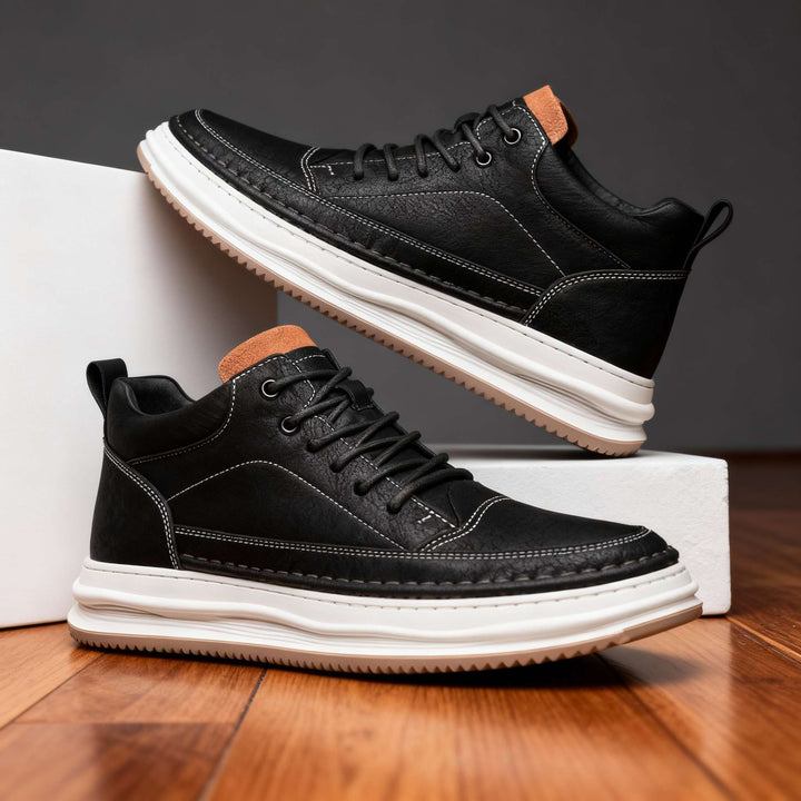 Harlow | Elegante & Bequeme Schwarze Ledersneaker Herren 4