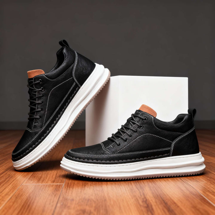 Harlow | Elegante & Bequeme Schwarze Ledersneaker Herren 7