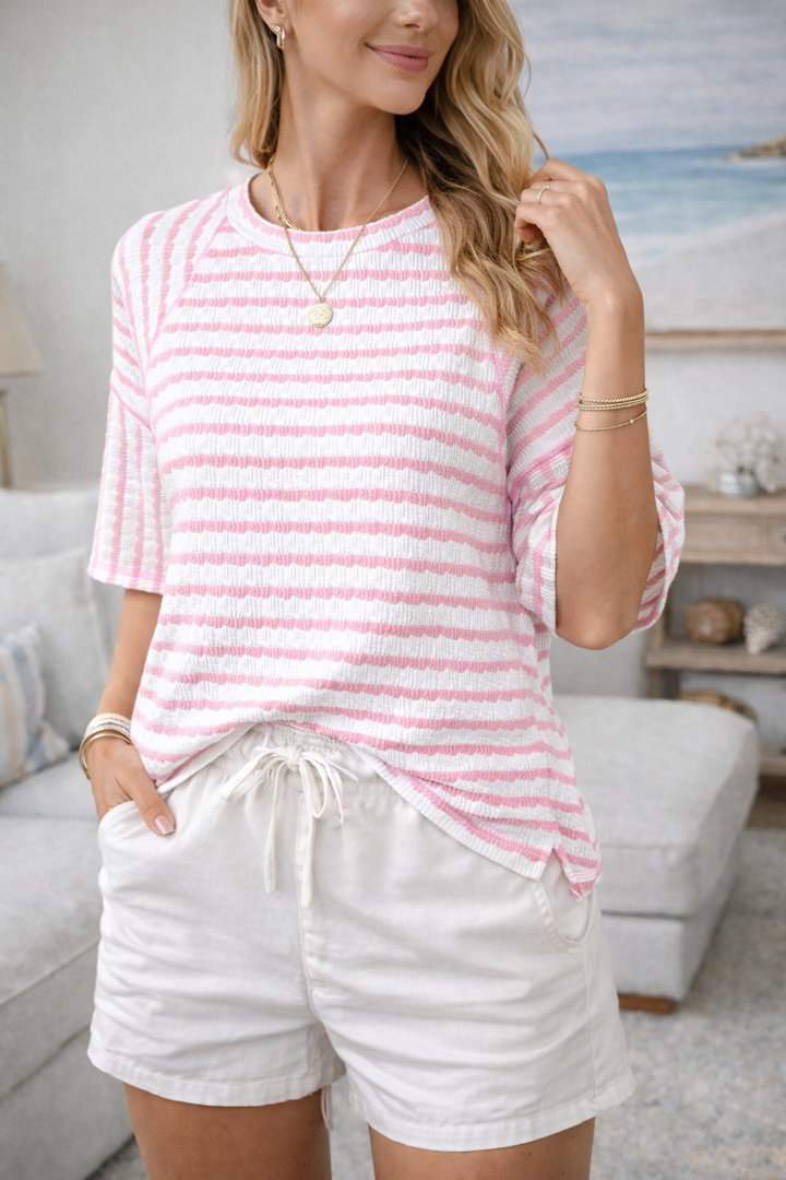 Havena | Entspanntes, Weiches & Atmungsaktives T-Shirt für Damen – Küstenstreifen 2